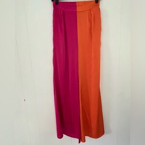 Molly Green Colorblock Pink and Orange Wide Leg Trouser Pants Size Small